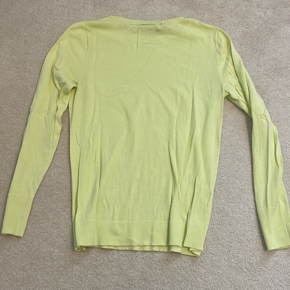 Bright lime/yellow light knit long sleeve Loft sweater Sz S - Picture 3 of 3